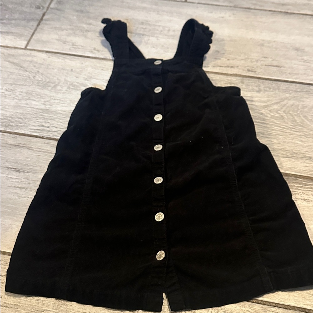 Baby Gap Black Corduroy Button Down Fall Winter Layering Overall Style Dress 5T